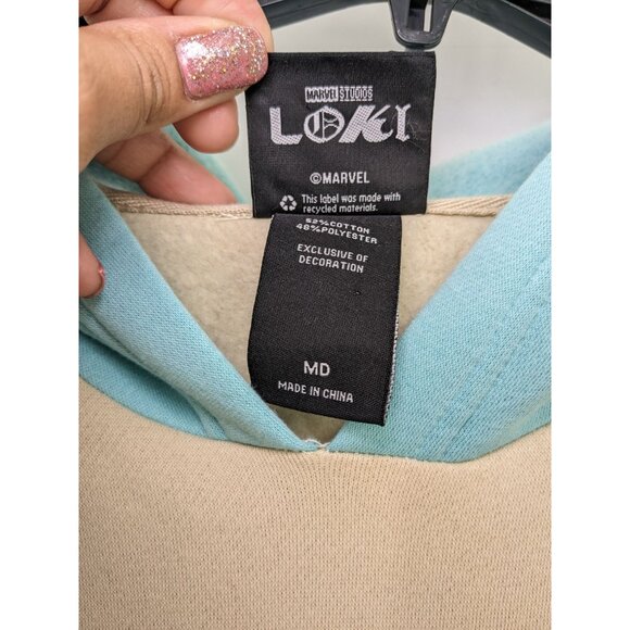 Marvel Loki Pullover Hoodie Adult Size M TVA Colorblock Cosplay Streetwear Comic - Picture 9 of 11